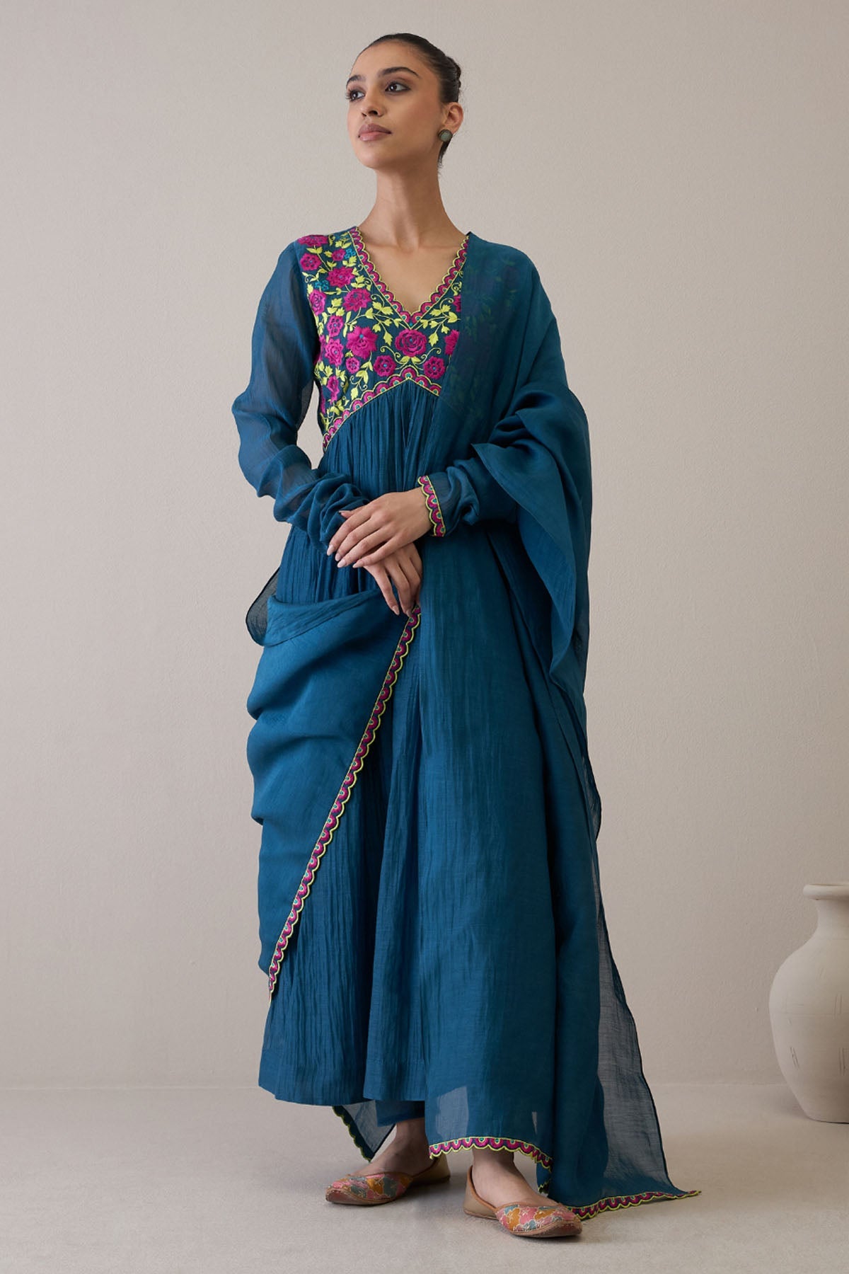 Buy RoohbyRidhimaa Embroidered Indigo Kurta Set only at ScrollnShops